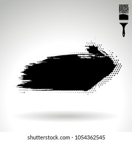 Black brush stroke and texture. Grunge vector abstract hand - painted element. Underline and border design.