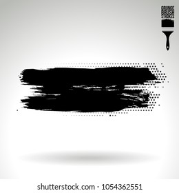 Black brush stroke and texture. Grunge vector abstract hand - painted element. Underline and border design.
