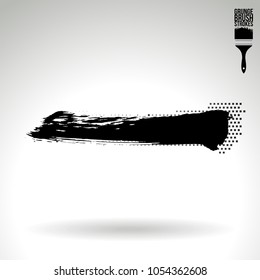 Black brush stroke and texture. Grunge vector abstract hand - painted element. Underline and border design.