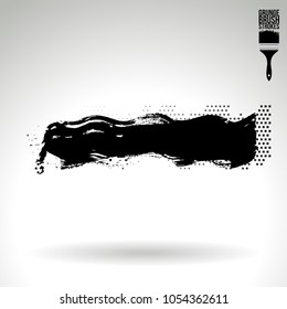 Black brush stroke and texture. Grunge vector abstract hand - painted element. Underline and border design.