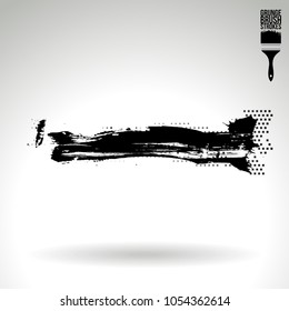 Black brush stroke and texture. Grunge vector abstract hand - painted element. Underline and border design.