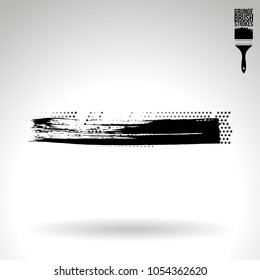 Black brush stroke and texture. Grunge vector abstract hand - painted element. Underline and border design.