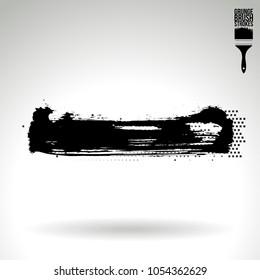 Black brush stroke and texture. Grunge vector abstract hand - painted element. Underline and border design.