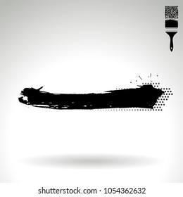 Black brush stroke and texture. Grunge vector abstract hand - painted element. Underline and border design.