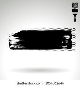 Black brush stroke and texture. Grunge vector abstract hand - painted element. Underline and border design.