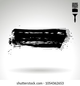 Black brush stroke and texture. Grunge vector abstract hand - painted element. Underline and border design.
