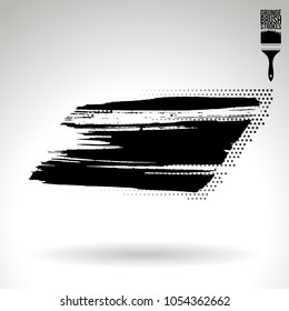 Black brush stroke and texture. Grunge vector abstract hand - painted element. Underline and border design.