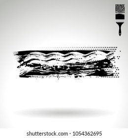 Black brush stroke and texture. Grunge vector abstract hand - painted element. Underline and border design.
