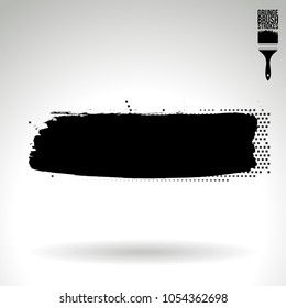 Black brush stroke and texture. Grunge vector abstract hand - painted element. Underline and border design.