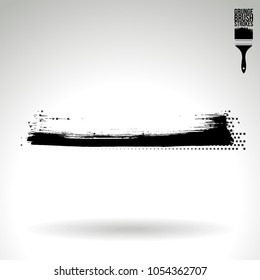 Black brush stroke and texture. Grunge vector abstract hand - painted element. Underline and border design.