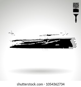 Black brush stroke and texture. Grunge vector abstract hand - painted element. Underline and border design.