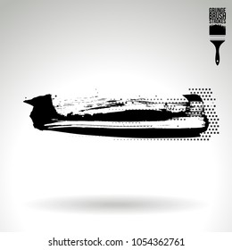 Black brush stroke and texture. Grunge vector abstract hand - painted element. Underline and border design.