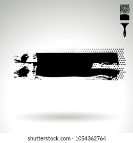 Black brush stroke and texture. Grunge vector abstract hand - painted element. Underline and border design.