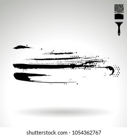 Black brush stroke and texture. Grunge vector abstract hand - painted element. Underline and border design.