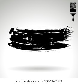 Black brush stroke and texture. Grunge vector abstract hand - painted element. Underline and border design.