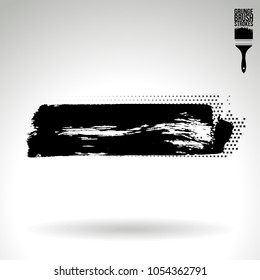 Black brush stroke and texture. Grunge vector abstract hand - painted element. Underline and border design.