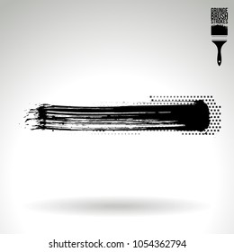 Black brush stroke and texture. Grunge vector abstract hand - painted element. Underline and border design.