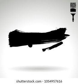 Black brush stroke and texture. Grunge vector abstract hand - painted element. Underline and border design.