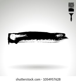 Black brush stroke and texture. Grunge vector abstract hand - painted element. Underline and border design.