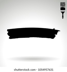 Black brush stroke and texture. Grunge vector abstract hand - painted element. Underline and border design.