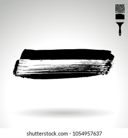 Black brush stroke and texture. Grunge vector abstract hand - painted element. Underline and border design.