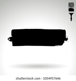 Black brush stroke and texture. Grunge vector abstract hand - painted element. Underline and border design.
