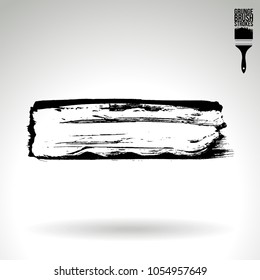 Black brush stroke and texture. Grunge vector abstract hand - painted element. Underline and border design.