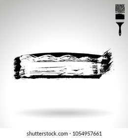 Black brush stroke and texture. Grunge vector abstract hand - painted element. Underline and border design.