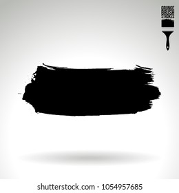 Black brush stroke and texture. Grunge vector abstract hand - painted element. Underline and border design.