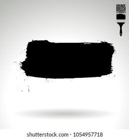 Black brush stroke and texture. Grunge vector abstract hand - painted element. Underline and border design.