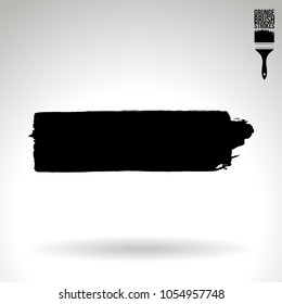 Black brush stroke and texture. Grunge vector abstract hand - painted element. Underline and border design.