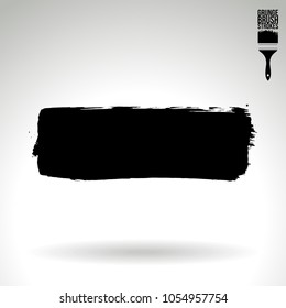 Black brush stroke and texture. Grunge vector abstract hand - painted element. Underline and border design.