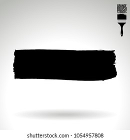 Black brush stroke and texture. Grunge vector abstract hand - painted element. Underline and border design.