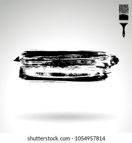 Black brush stroke and texture. Grunge vector abstract hand - painted element. Underline and border design.
