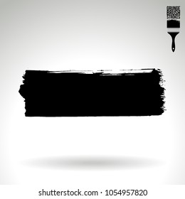 Black brush stroke and texture. Grunge vector abstract hand - painted element. Underline and border design.