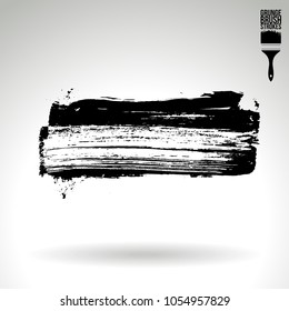 Black brush stroke and texture. Grunge vector abstract hand - painted element. Underline and border design.