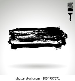Black brush stroke and texture. Grunge vector abstract hand - painted element. Underline and border design.