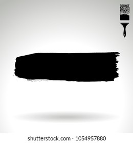 Black brush stroke and texture. Grunge vector abstract hand - painted element. Underline and border design.