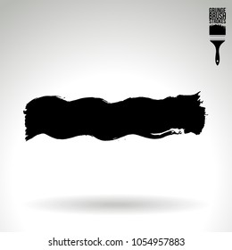 Black brush stroke and texture. Grunge vector abstract hand - painted element. Underline and border design.