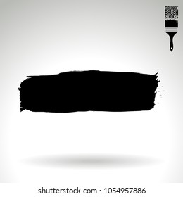 Black brush stroke and texture. Grunge vector abstract hand - painted element. Underline and border design.