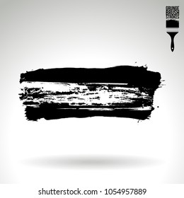 Black brush stroke and texture. Grunge vector abstract hand - painted element. Underline and border design.