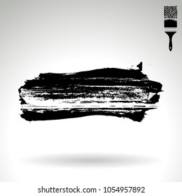Black brush stroke and texture. Grunge vector abstract hand - painted element. Underline and border design.