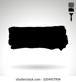 Black brush stroke and texture. Grunge vector abstract hand - painted element. Underline and border design.
