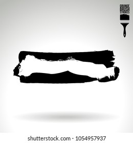 Black brush stroke and texture. Grunge vector abstract hand - painted element. Underline and border design.