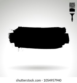 Black brush stroke and texture. Grunge vector abstract hand - painted element. Underline and border design.