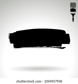 Black brush stroke and texture. Grunge vector abstract hand - painted element. Underline and border design.