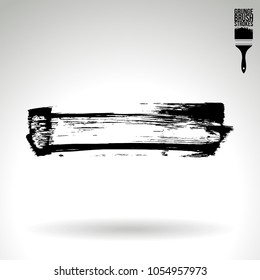 Black brush stroke and texture. Grunge vector abstract hand - painted element. Underline and border design.