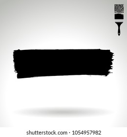 Black brush stroke and texture. Grunge vector abstract hand - painted element. Underline and border design.