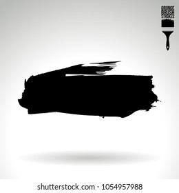 Black brush stroke and texture. Grunge vector abstract hand - painted element. Underline and border design.