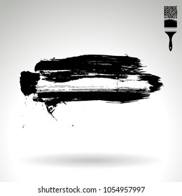 Black brush stroke and texture. Grunge vector abstract hand - painted element. Underline and border design.